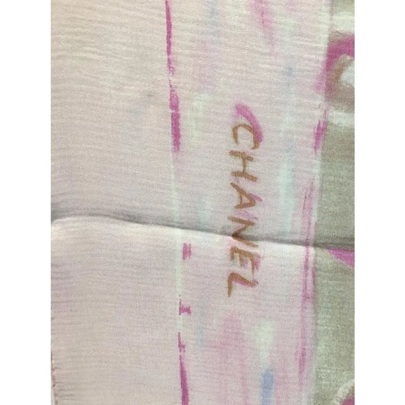Chanel Sheer Pink Silk Scarf - Picture 6 of 7